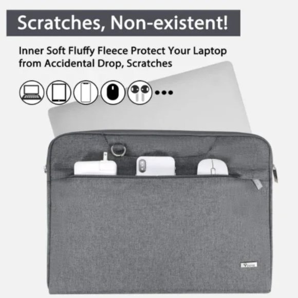 Waterproof Laptop Bag Carrying Case with Shoulder Strap,Slim Computer Grey - Picture 3 of 5